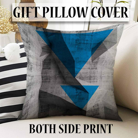 Blue Gray Arrow Modern Design Area Rug Runner, Geometric Abstract Carpet, Unique Room Mat, Washable Anti-Slip Rug with pillow case gift