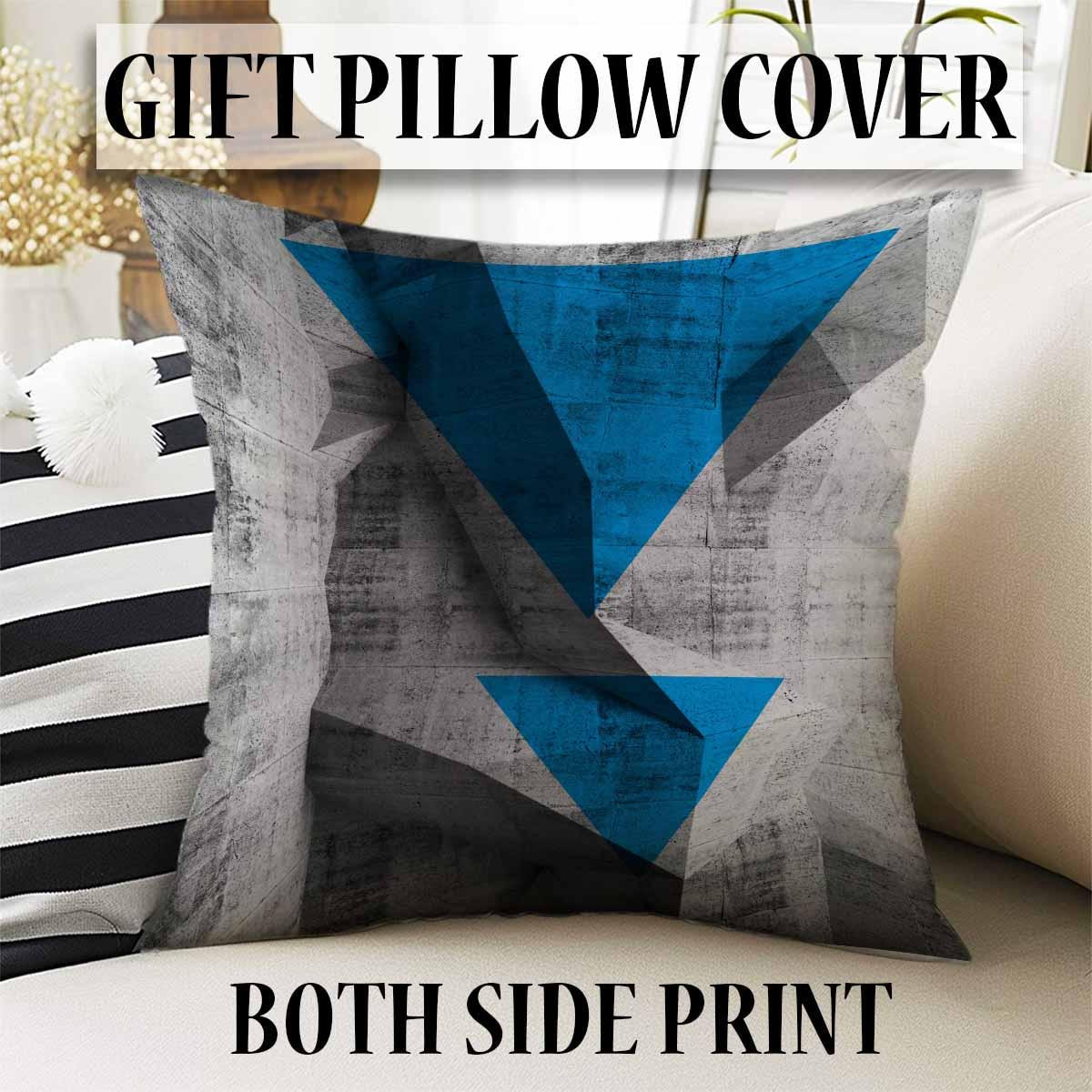 Blue Gray Arrow Modern Design Area Rug Runner, Geometric Abstract Carpet, Unique Room Mat, Washable Anti-Slip Rug with pillow case gift