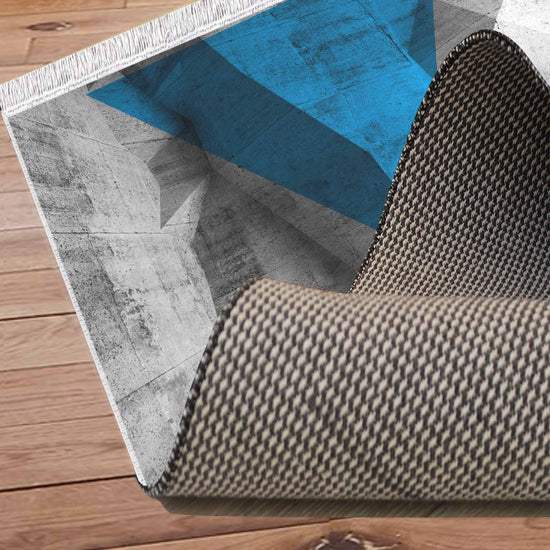 Blue Gray Arrow Modern Design Area Rug Runner, Geometric Abstract Carpet, Unique Room Mat, Washable Anti-Slip Rug with pillow case gift