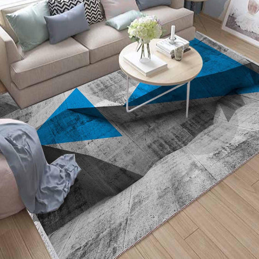 Blue Gray Arrow Modern Design Area Rug Runner, Geometric Abstract Carpet, Unique Room Mat, Washable Anti-Slip Rug with pillow case gift