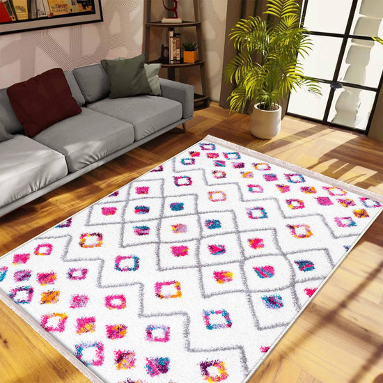 Colorful Nordic Modern Design Area Rug Runner, Geometric Accent Carpet, Unique Room Mat, Washable Anti-Slip Rug with pillow case gift