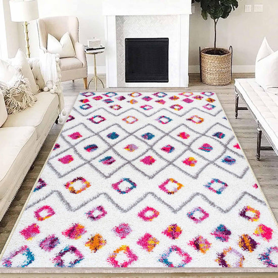 Colorful Nordic Modern Design Area Rug Runner, Geometric Accent Carpet, Unique Room Mat, Washable Anti-Slip Rug with pillow case gift