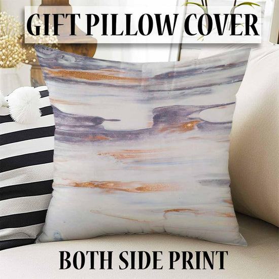 Orange Gray Marble Runner Rug, Modern Geometric Accent Carpet, Washable Anti-Slip Area Rug with Pillowcase Gift