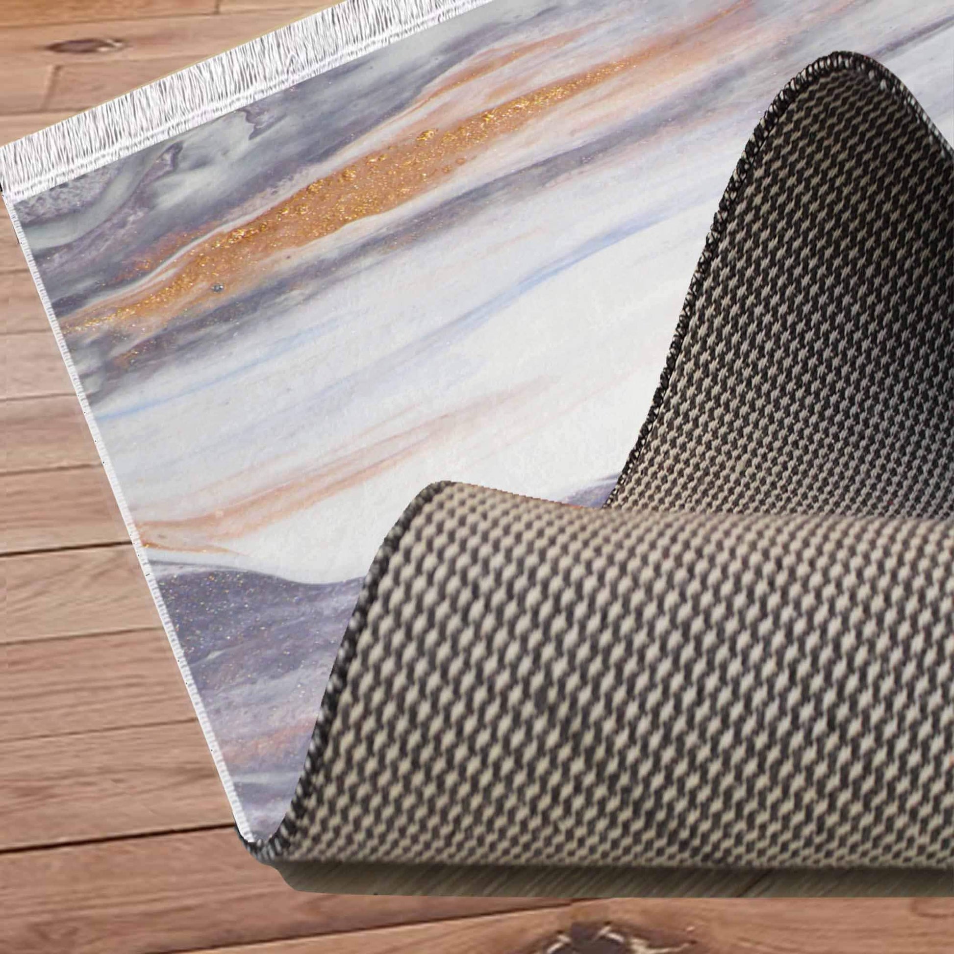 Orange Gray Marble Runner Rug, Modern Geometric Accent Carpet, Washable Anti-Slip Area Rug with Pillowcase Gift