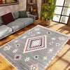Gray Pink Aztec Modern Design Area Rug Runner, Geometric Accent Carpet, Unique Room Mat, Washable Anti-Slip Rug with pillow case gift