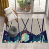 Gray Green Modern Design Area Rug Runner, Geometric Accent Carpet, Unique Room Mat, Washable Anti-Slip Rug with pillow case gift