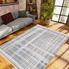 Gray White Blue Lines Modern Design Area Rug Runner, Geometric Accent Carpet, Unique Room Mat, Washable Anti-Slip Rug with pillow case gift