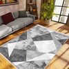Gray White Black Modern Design Area Rug Runner, Geometric Accent Carpet, Unique Room Mat, Washable Anti-Slip Rug with pillow case gift
