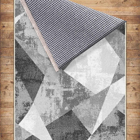 Gray White Black Modern Design Area Rug Runner, Geometric Accent Carpet, Unique Room Mat, Washable Anti-Slip Rug with pillow case gift