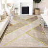Brown Yellow Lines Geometric Design Area Rug Runner, Modern Accent Carpet, Unique Room Mat, Washable Anti-Slip Rug with pillow case gift