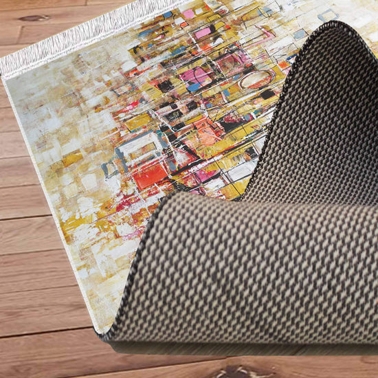 Colorful Cubes Geometric Design Area Rug Runner, Modern Accent Carpet, Unique Room Mat, Washable Anti-Slip Rug with pillow case gift