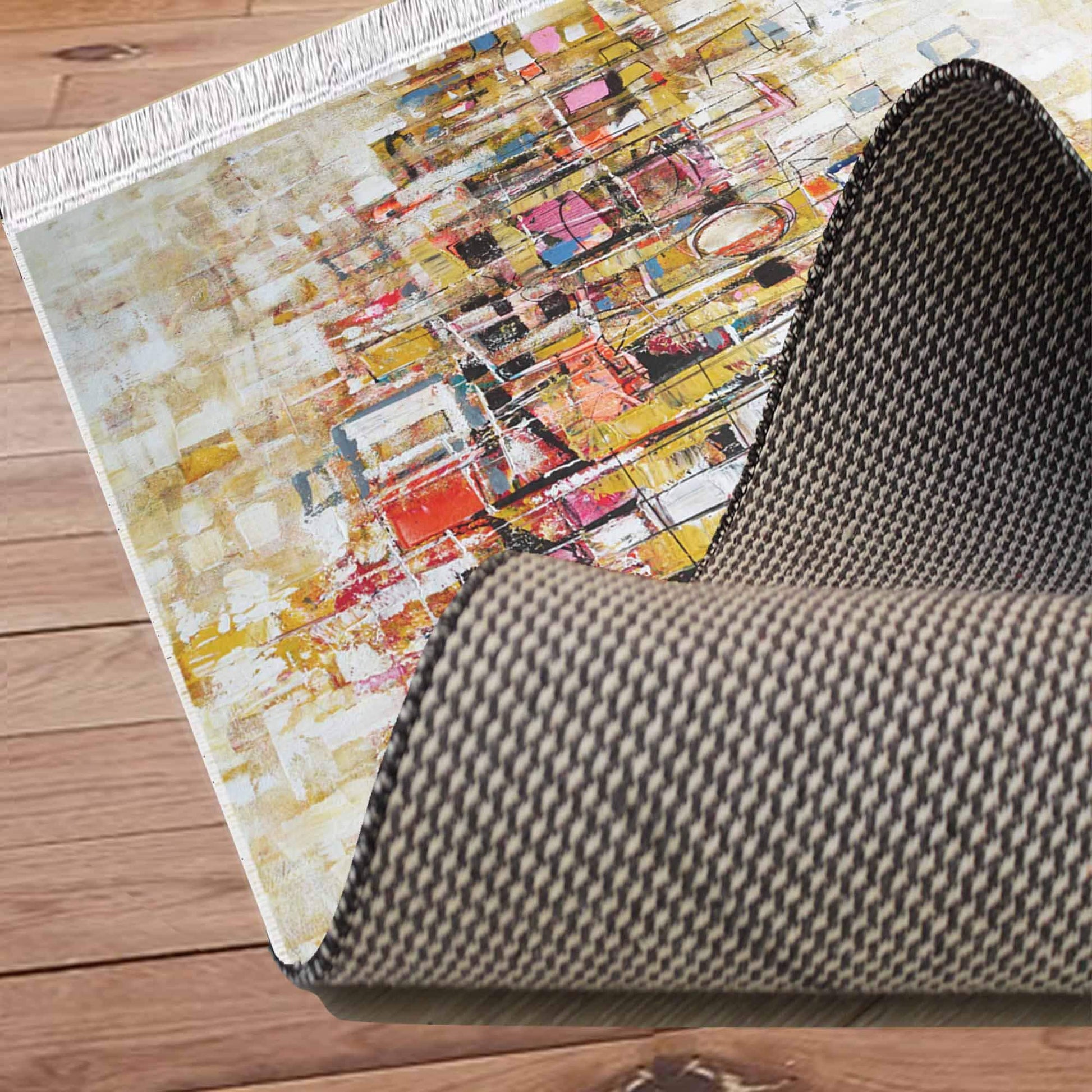 Colorful Cubes Geometric Design Area Rug Runner, Modern Accent Carpet, Unique Room Mat, Washable Anti-Slip Rug with pillow case gift