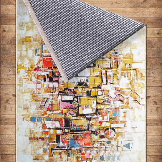 Colorful Cubes Geometric Design Area Rug Runner, Modern Accent Carpet, Unique Room Mat, Washable Anti-Slip Rug with pillow case gift
