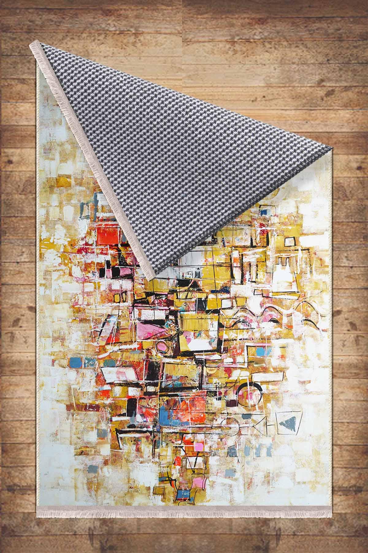 Colorful Cubes Geometric Design Area Rug Runner, Modern Accent Carpet, Unique Room Mat, Washable Anti-Slip Rug with pillow case gift