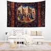 Medieval Castle Wall Tapestry in Red Burgundy – European Princess Castle Decor for Bedroom & Living Room
