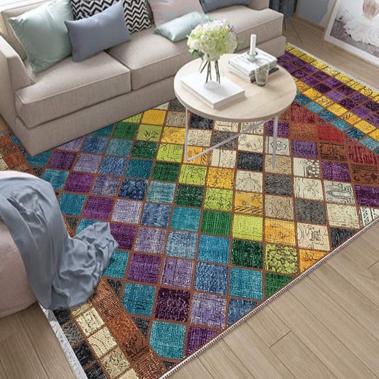 Colorful Retro Kilim Area Rug Runner, Boho Patchwork Carpet, Washable Anti-Slip Runner with Pillowcase Gift, Unique Room Accent Mat