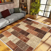 Brown Retro Kilim Area Rug Runner, Boho Patchwork Accent Carpet, Washable Anti-Slip Hallway Mat with Free Pillow Case Gift