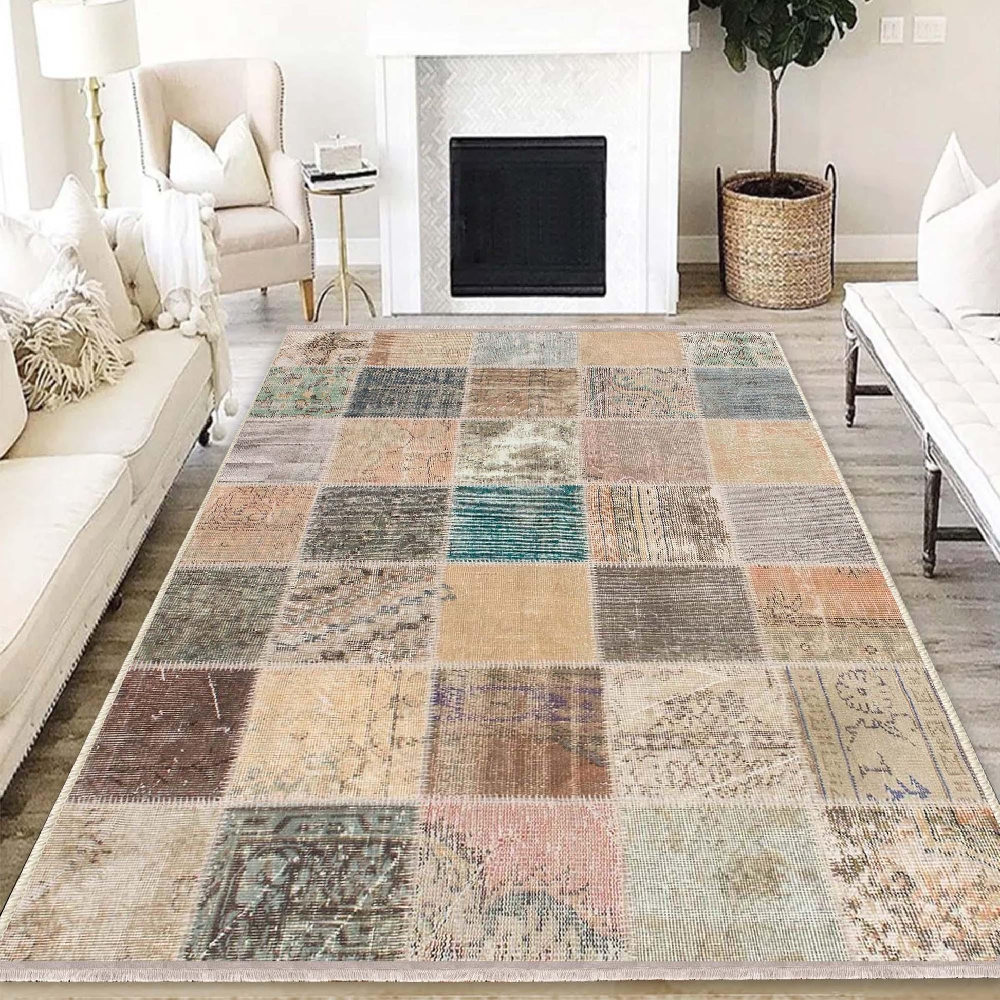 Traditional Retro Patchwork Design Kilim Area Rug Runner, Boho Accent Carpet, Unique Room Mat, Washable Anti-Slip Rug with pillow case gift