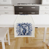 Table Runner Blue Vintage Vase Floral Ethnic Ottoman Turkish Pattern, Retro Farmhouse Decor, Traditional Textile Accent