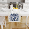 Table Runner Blue Vintage Vase Floral Ethnic Ottoman Turkish Pattern, Retro Farmhouse Decor, Traditional Textile Accent