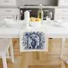 Table Runner Blue Vintage Vase Floral Ethnic Ottoman Turkish Pattern, Retro Farmhouse Decor, Traditional Textile Accent