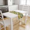 Table Runner Green Leaves Yellow Lemons Summer Pattern, Retro Farmhouse Decor, Traditional Textile Accent for Dining & Home