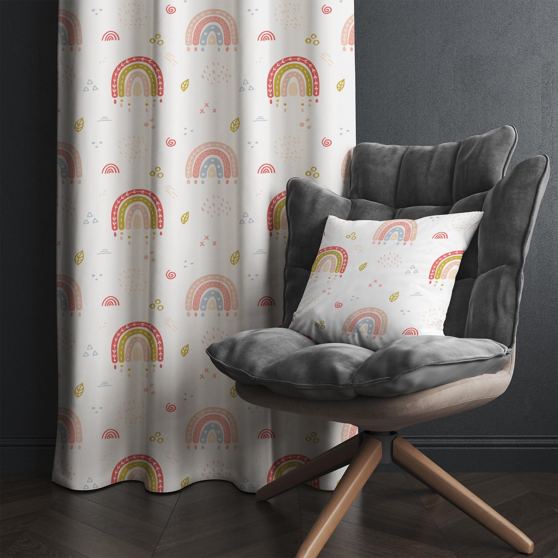 Boho Colorful Rainbow Nursery Curtains, Kids Room Window Drapes, Custom Size, Playful Bohemian Decor for Childrens Bedroom