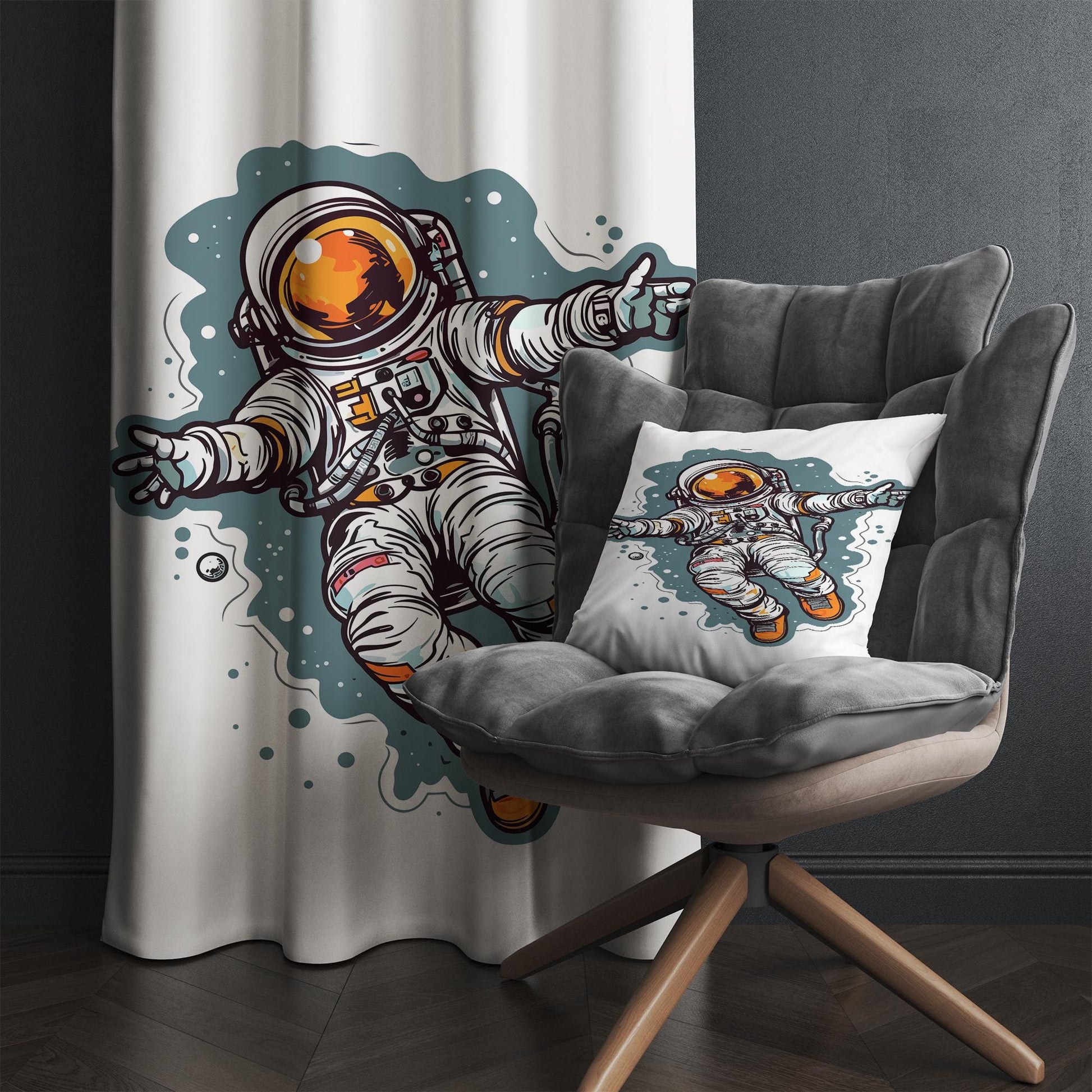Space Astronaut Theme Curtains Custom Size | Kids Room Decor, Space Explorer Window Drapes, Outer Space Nursery Curtains