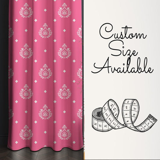 Pink White Damask Curtains Custom Size Decorative Figure Girls Room Window Drapes & Pillow Case Gift