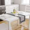 Table Runner Gray Watercolor Geometric Black Border Lines, Traditional Dining Room Decor, Textile Accent for Home Table