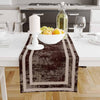 Table Runner Dark Brown Watercolor Geometric Cream Border Lines, Traditional Dining Room Decor, Textile Accent for Home Table