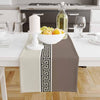 Table Runner Cream Brown Greek Key Pattern Modern Traditional Dining Room Decor Textile Accent