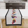 Table Runner Colorful Birds Design on Gray Background Pattern Modern Dining Room Decor Textile Accent