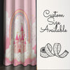 Pink Princess Castle Curtains for Girls Bedroom, Custom Size Window Drapes with Rainbow Design, Nursery Decor & Gift Pillow Case