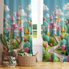 Colorful Medieval Castle Curtains for Girls Bedroom, Custom Size Window Drapes, Nursery Decor & Gift Pillow Case