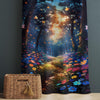 Colorful Flowers Forest Path Curtains for Girls Room, Custom Size Window Drapes & Gift Pillow Covers, Landscape Scenery Decor