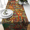 Table Runner Authentic Ethnic Retro Eagypt Pharaoh Pattern, Mystic Dining Room Decor, Textile Accent, Unique Home Decoration