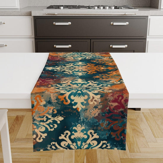 Table Runner Vintage Turkish Ottoman Kilim Vintage Watercolor Ethnic Dining Room Decor Textile Accent Home Decoration