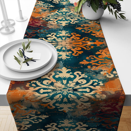 Table Runner Vintage Turkish Ottoman Kilim Vintage Watercolor Ethnic Dining Room Decor Textile Accent Home Decoration