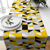 Table Runner Yellow Black Gray White Geometric Modern Dining Room Decor Textile Accent Home Decoration