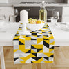 Table Runner Yellow Black Gray White Geometric Modern Dining Room Decor Textile Accent Home Decoration