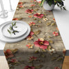 Table Runner Red Roses Botanical Floral Flowers Brown Background, Modern Dining Room Decor Accent Home Decoration