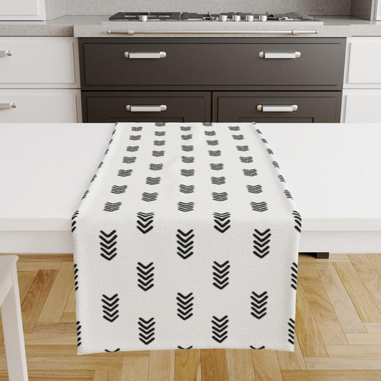 Table Runner Black White Aztec Arrow Tribal , Modern Dining Room Decor Accent Home Decoration