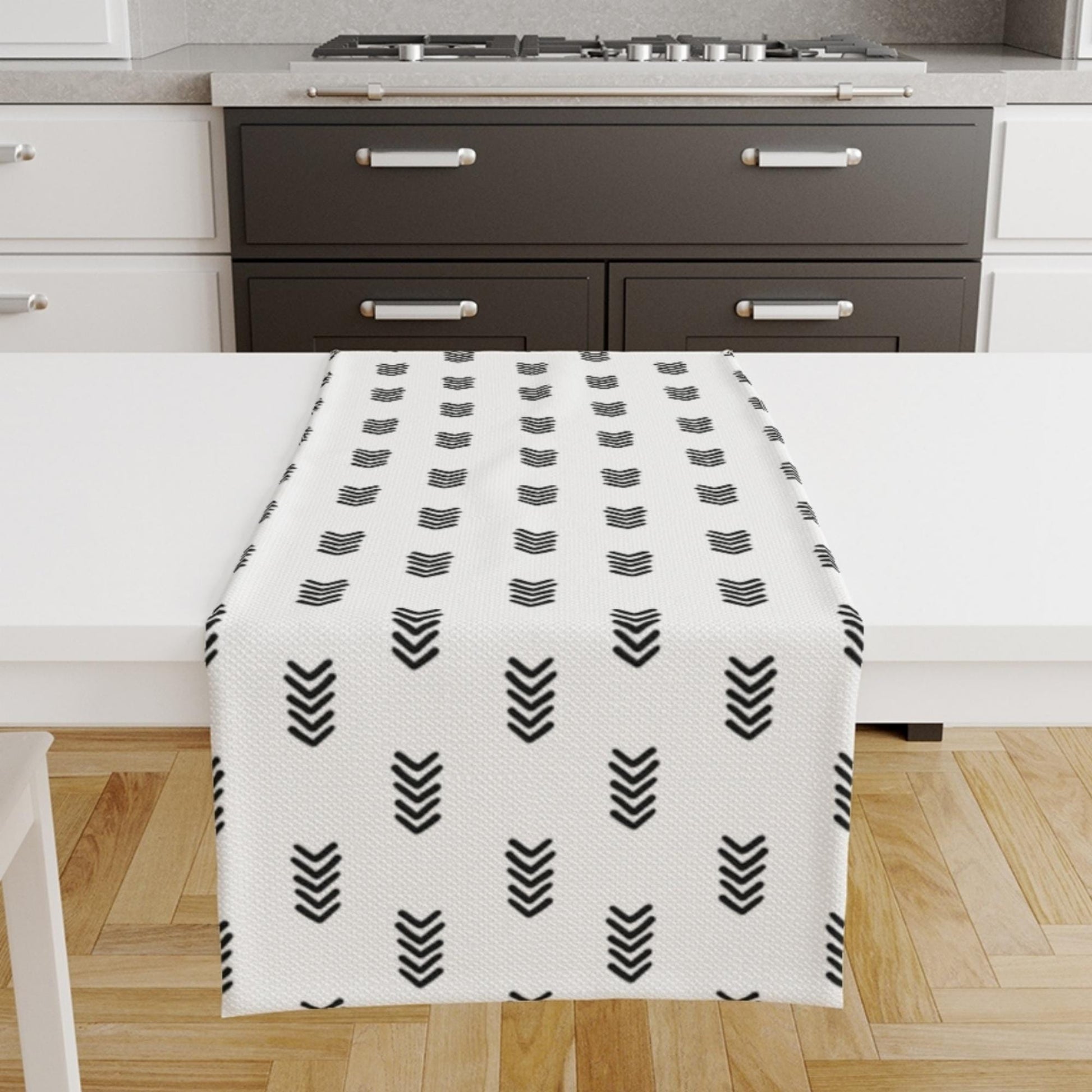 Table Runner Black White Aztec Arrow Tribal , Modern Dining Room Decor Accent Home Decoration