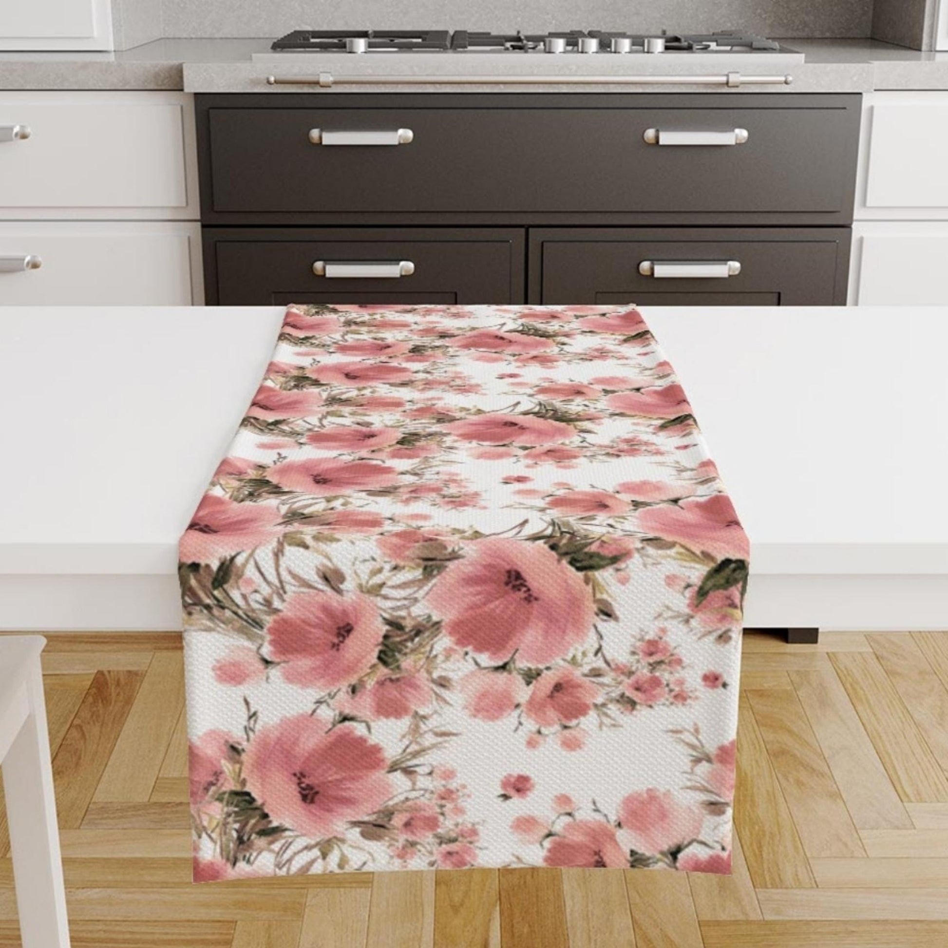 Pink Roses Table Runner Floral Botanical Dining Room Decor Accent Home Decoration