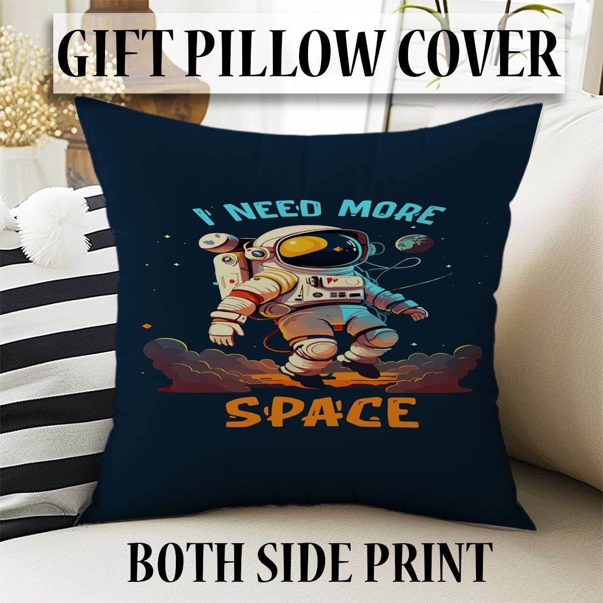Astronaut Space Kids Nursery Curtains & Custom Size Drapes with Matching Pillow Covers – Gift for Children&#39;s Room Decor