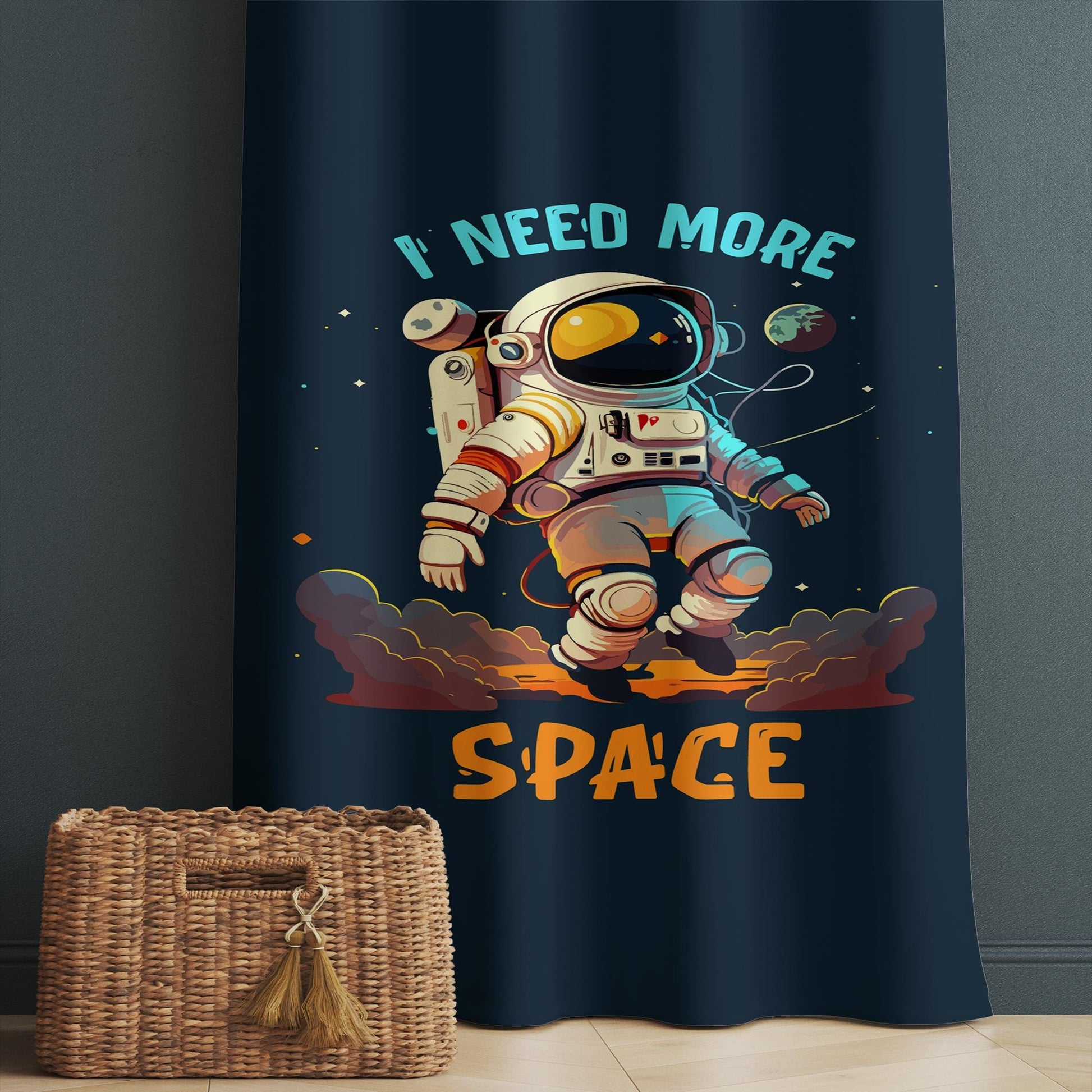 Astronaut Space Kids Nursery Curtains & Custom Size Drapes with Matching Pillow Covers – Gift for Children&#39;s Room Decor