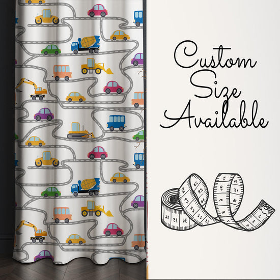 Construction Equipment Kids Nursery Curtains & Custom Size Window Drapes with Gift Pillow Covers for Boys Room