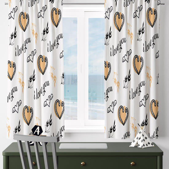 Love Hearts Kids Nursery Curtains & Custom Size Window Drapes with Gift Pillow Covers for Girls Room Decor
