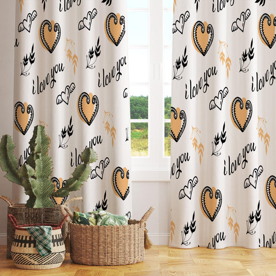 Love Hearts Kids Nursery Curtains & Custom Size Window Drapes with Gift Pillow Covers for Girls Room Decor